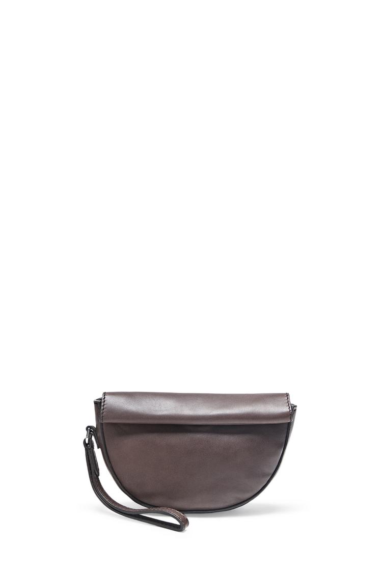 Nappa leather mini crossbody bag — Brown marl