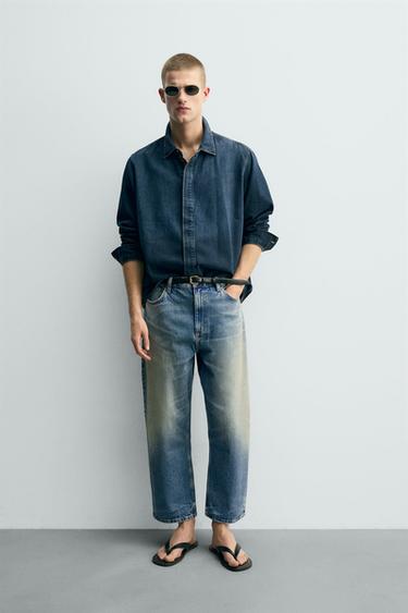 TAPERED WIDE-LEG JEANS - Blue by Zara
