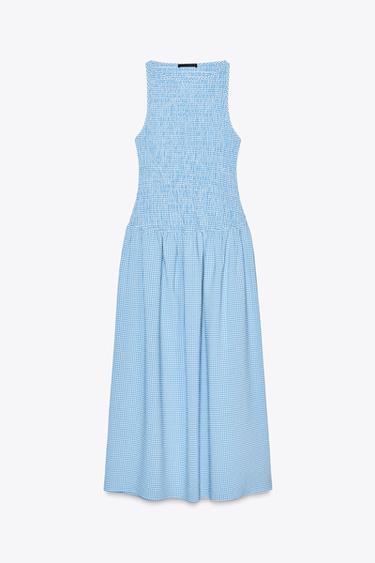 GINGHAM MIDI DRESS - Blue/White by Zara - Image 5