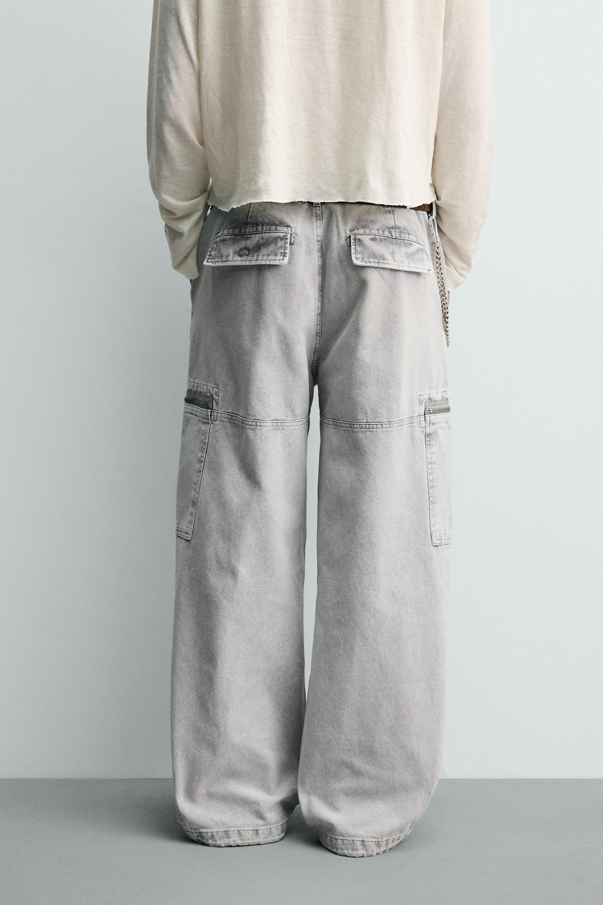 ウォッシュドパラシュートカーゴパンツ - ライトグレー | ZARA Japan