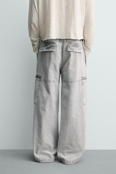 WASHED PARACHUTE CARGO TROUSERS - Light grey by Zara - Image 2