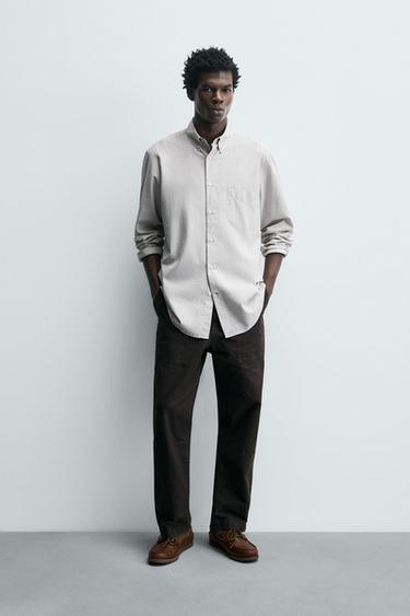 CAMISA REGULARF IT CUADROS - Blanco / Gris de Zara