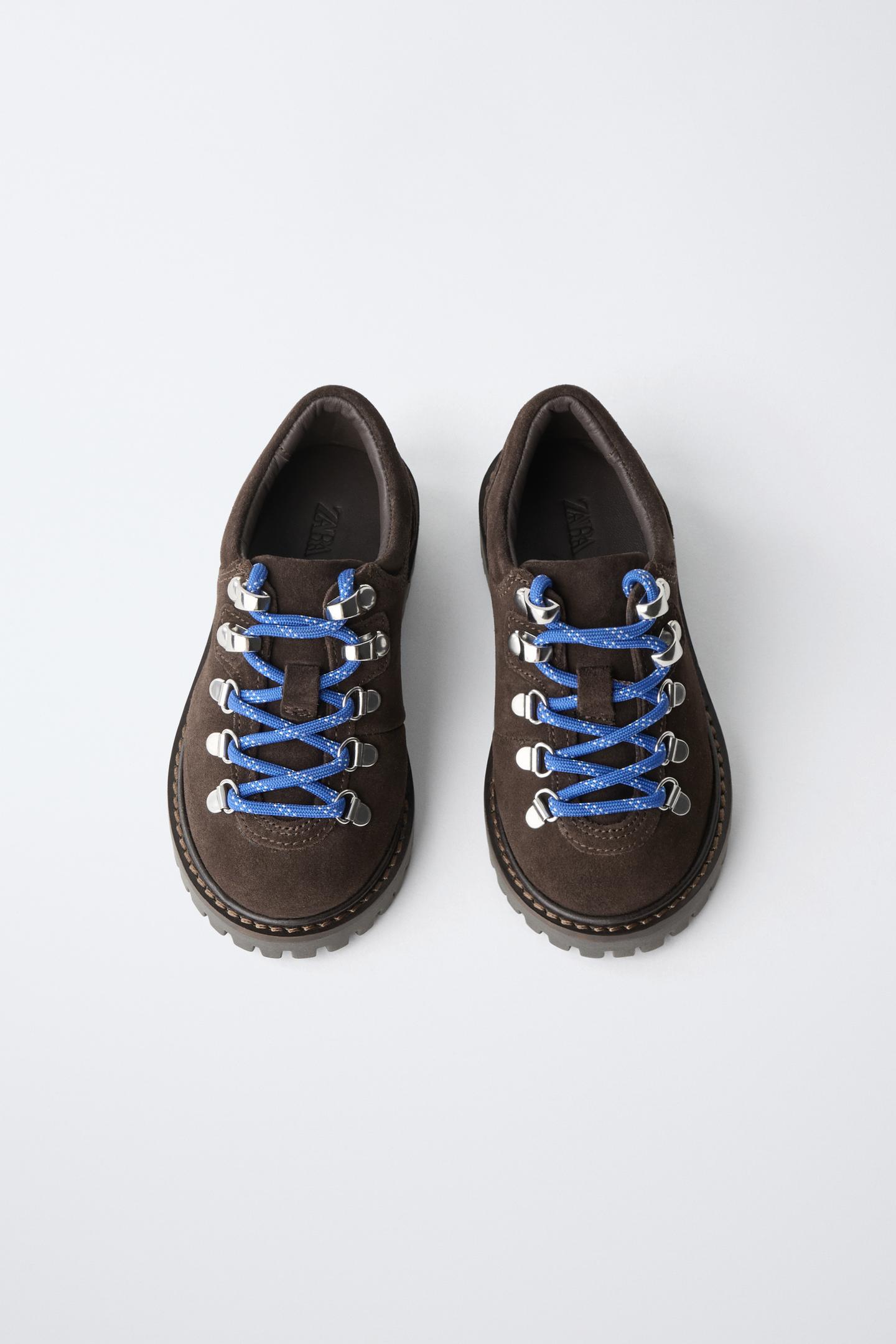 Детские туфли Zara Leather Lace-Up, цвет: Коричневый — фото 4