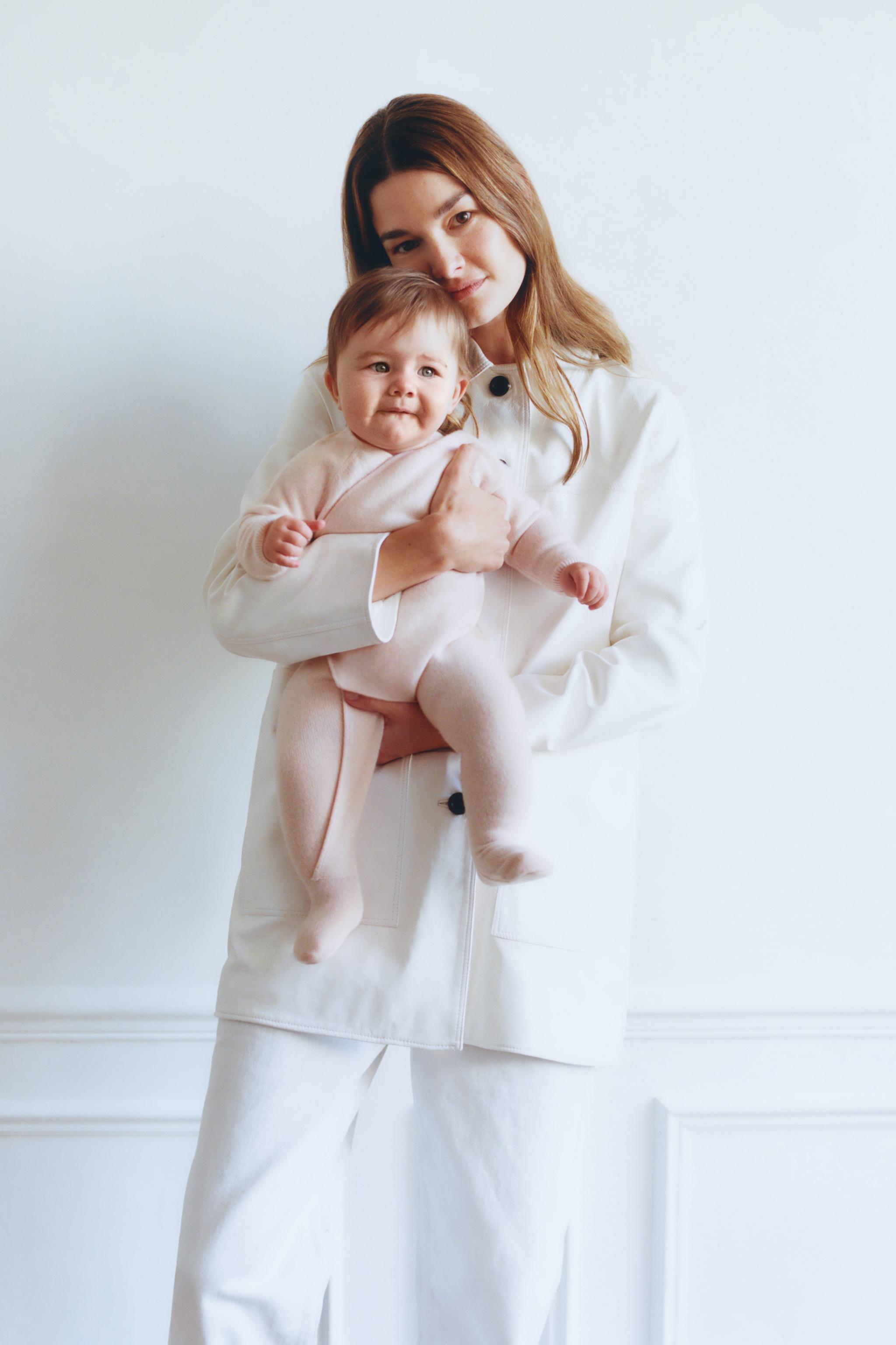 ZARA Baby】カシミヤ100%ニット キモノロンパース ボンネ付き