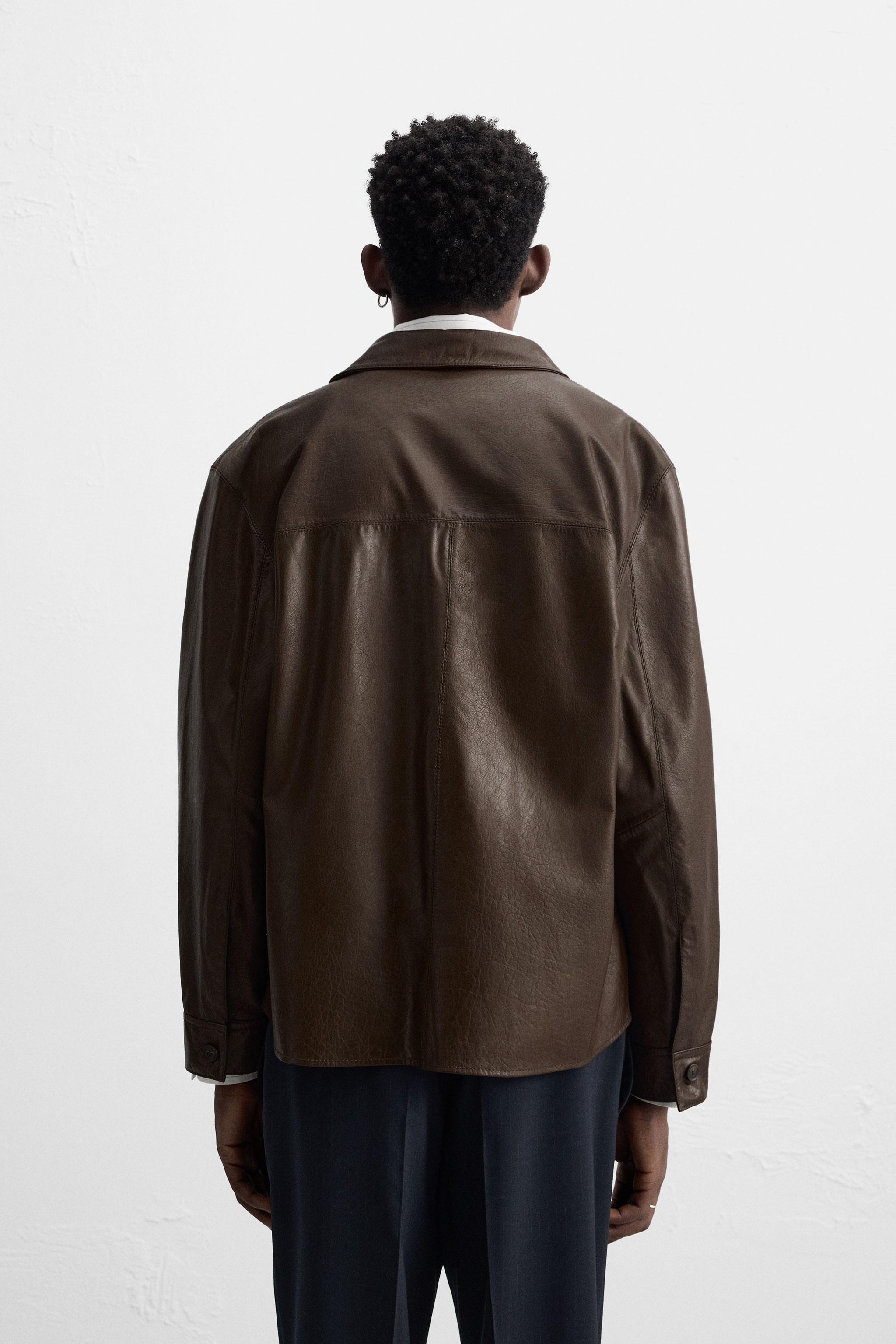 レザーシャツジャケット - ブラウン | ZARA Japan / 日本