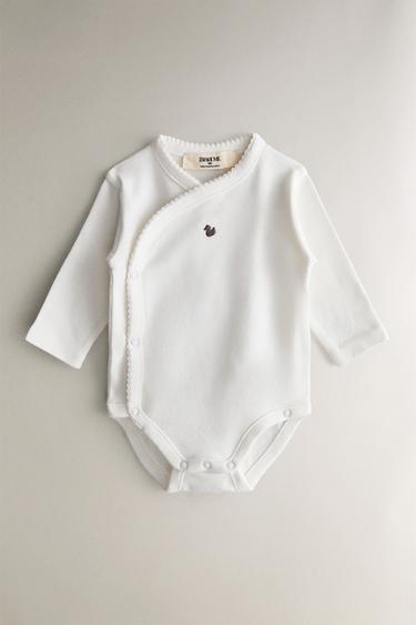 SET OF EMBROIDERED COTTON BODYSUITS (PACK OF 7) - Oyster-white by Zara