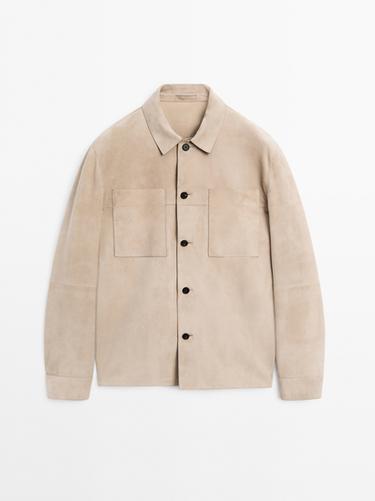 Zara Suede leather overshirt - Light beige