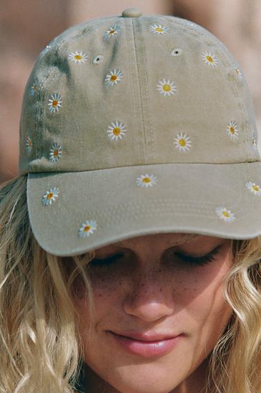 BASEBALLCAP AUS TWILL MIT BLUMENSTICKEREI - Khaki von Zara - Bild 0