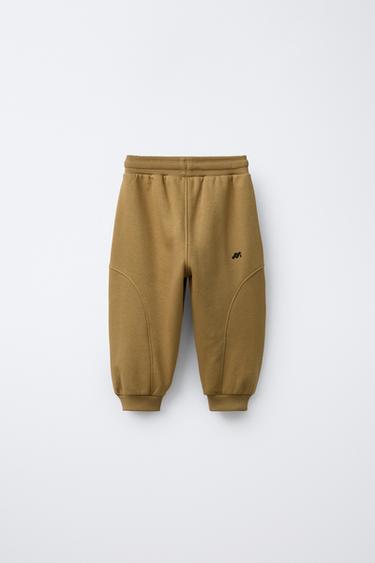 EMBOSSED LOGO JOGGERS - Khaki by Zara - Image 1