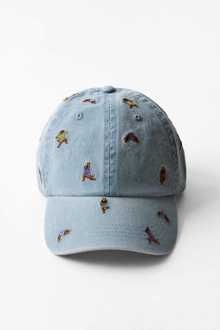 EMBROIDERED DOG TWILL CAP — Blue