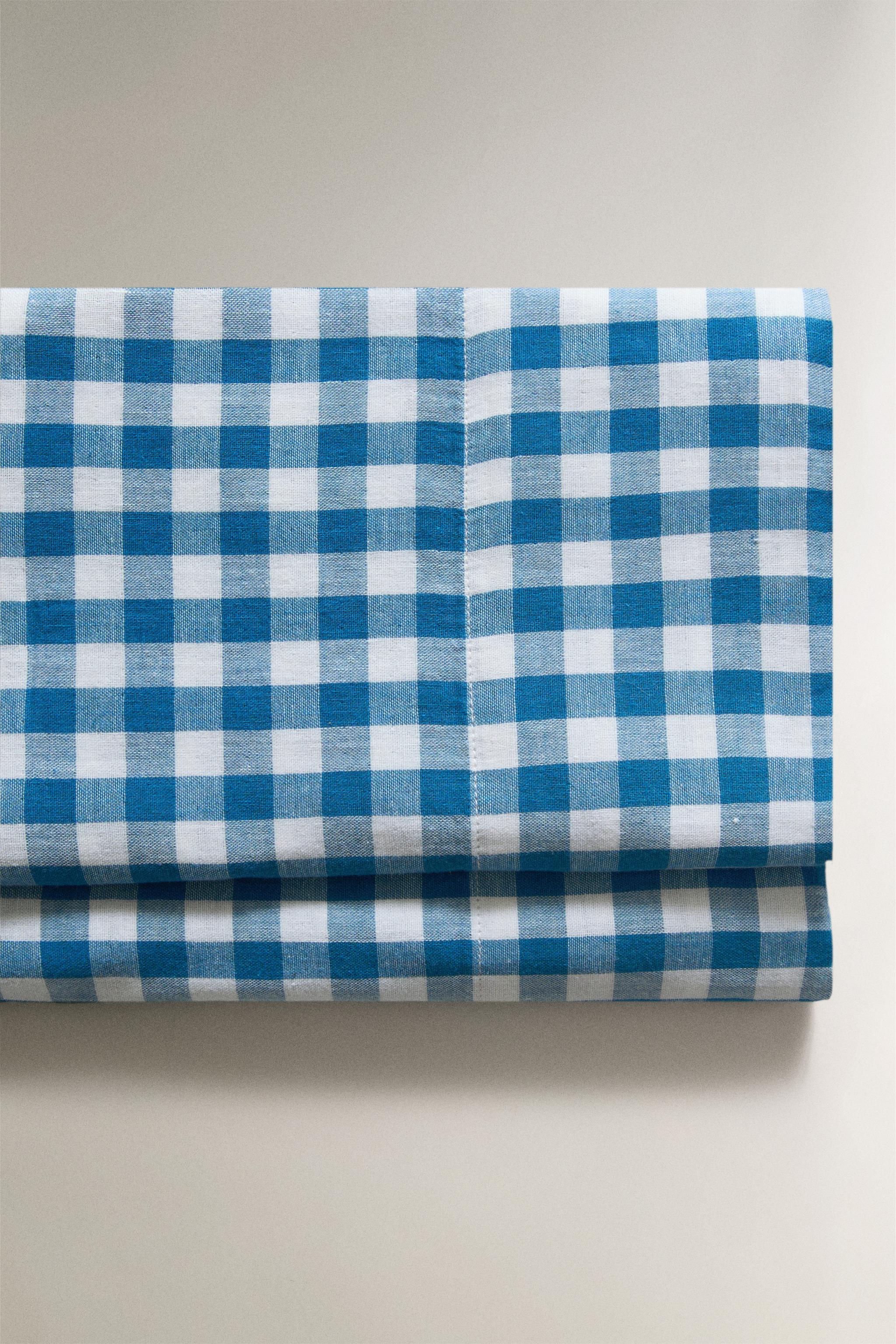 KIDS’ CHECKED CHIFFON FLAT SHEET — Bluish