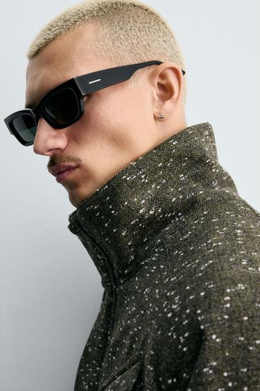 HERRINGBONE TEXTURED JACKET - Dark tan by Zara - Image 4