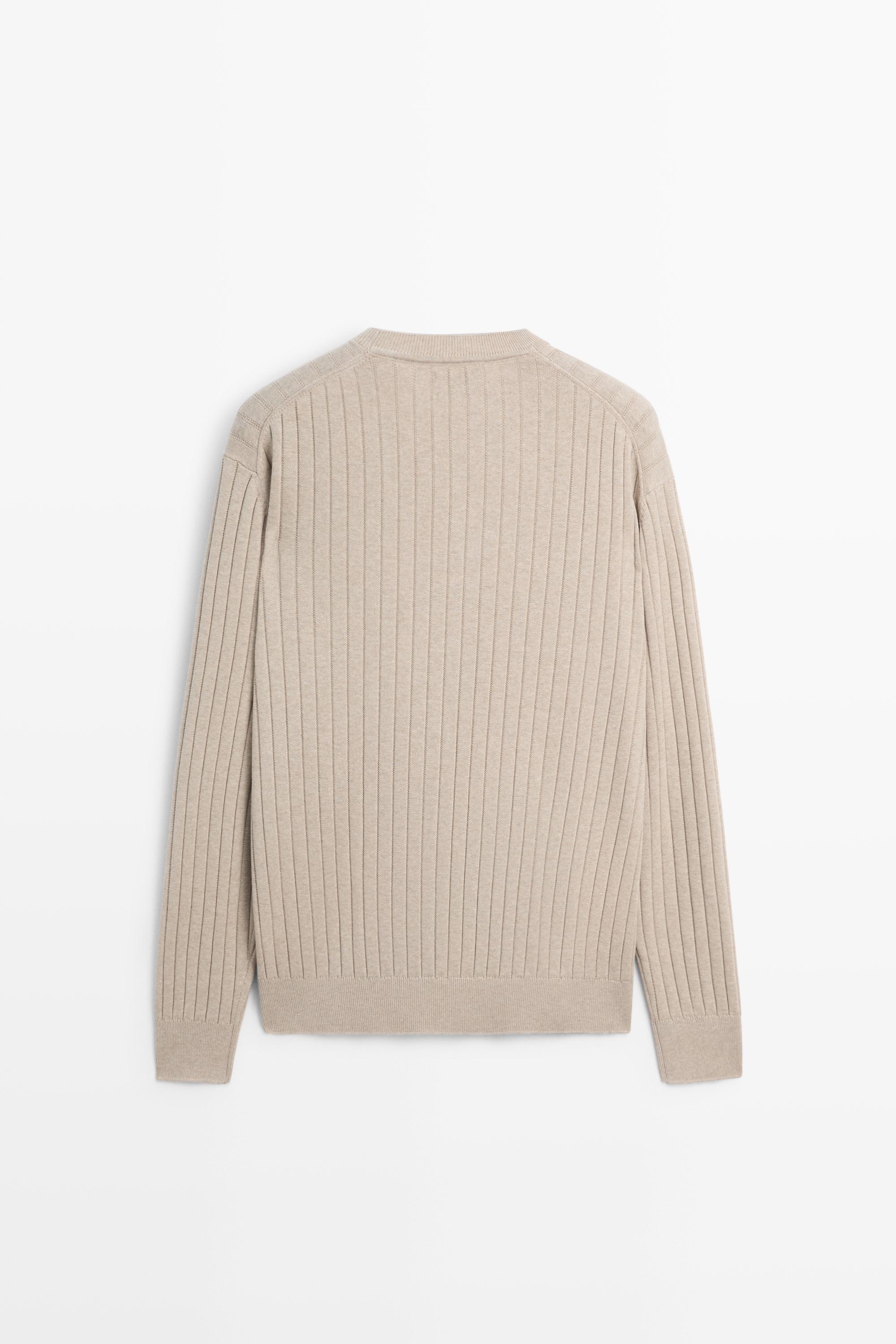 100% cotton ribbed knit sweater