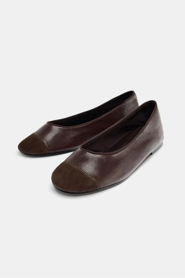 BALLERINES EN CUIR - Marron de Zara - Image 4