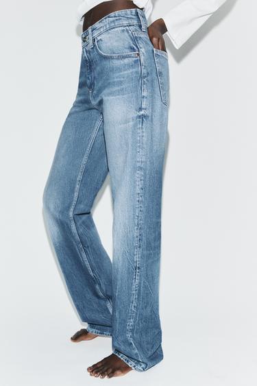 Zara TRF HIGH-WAIST WIDE LEG JEANS - Blue