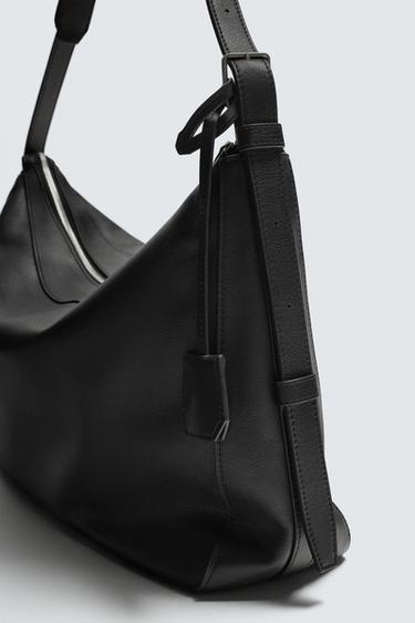 SAC PORTÉ ÉPAULE EN CUIR - Noir de Zara - Image 4