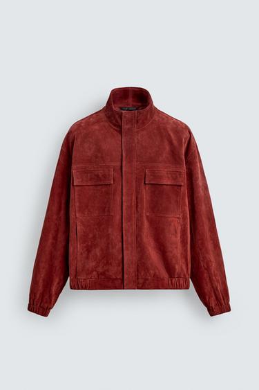 КОЖАНАЯ КУРТКА СВОБОДНОГО КРОЯ — БОРДОВЫЙ от Zara