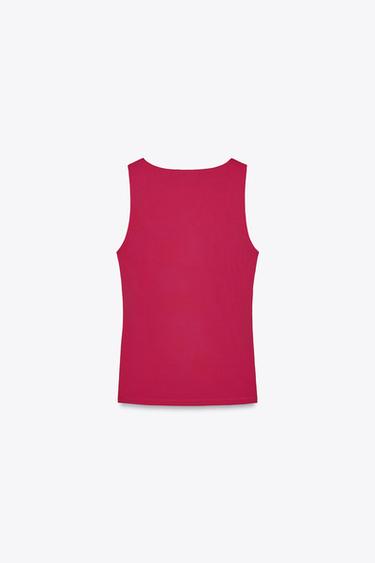 T-SHIRT AUS POLYAMID MIT BREITEM TRÄGER - Dunkles Pink von Zara