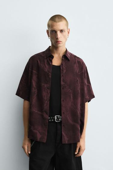 თავისუფალი სტილის პერანგი, Tie Dye პრინტით - Zara-ს Burgundy
