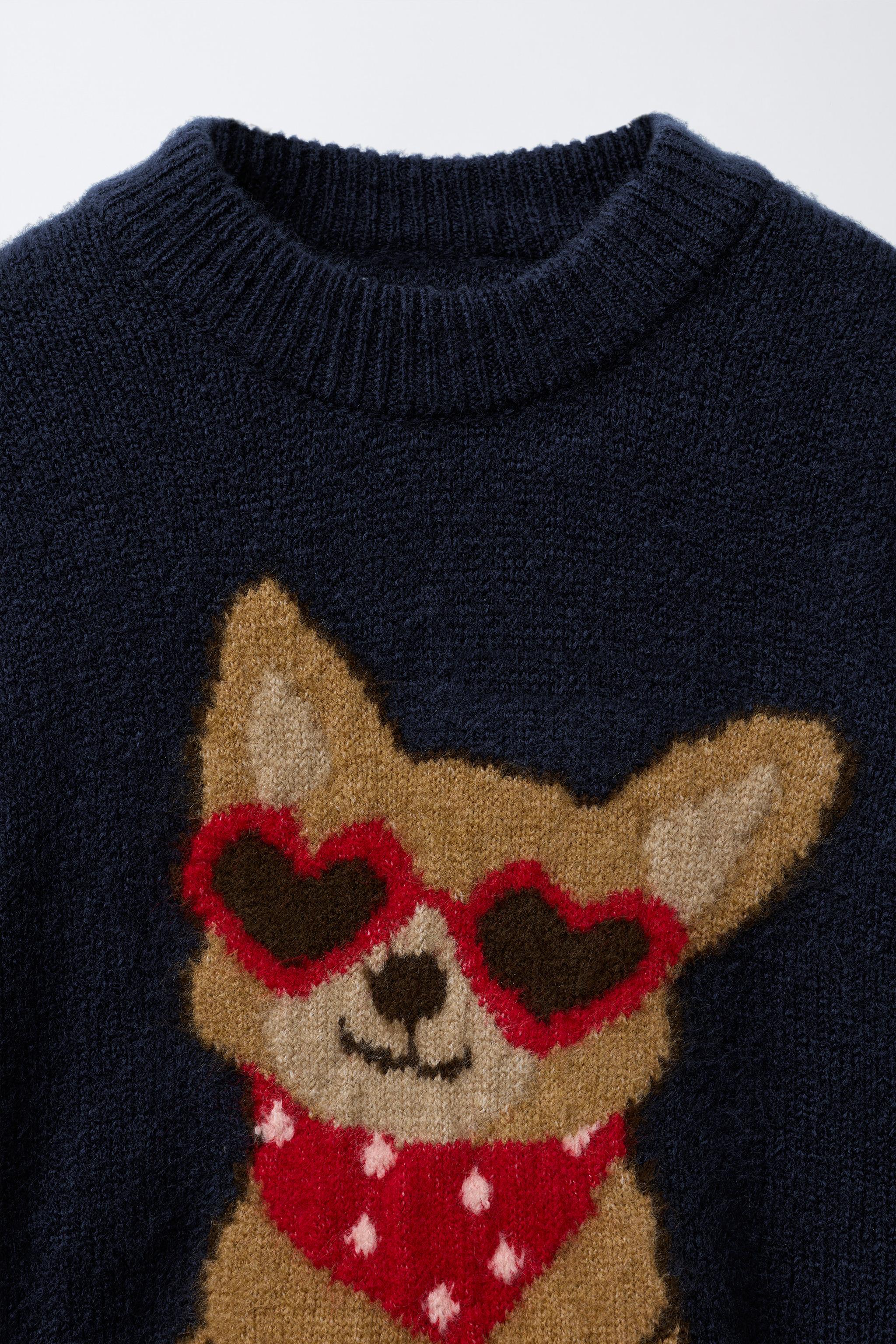 PULL EN MAILLE AVEC CHIEN