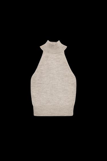 HALTER KNIT TOP - Brown / Taupe by Zara