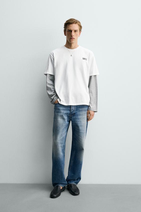 CAMISETA RELAXED FIT TEXTO PARCHES - Blanco de Zara - Imagen 0