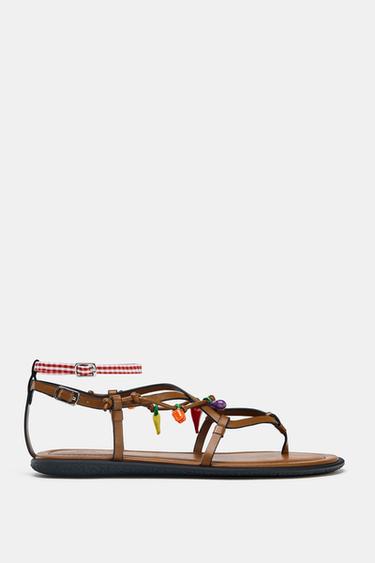 STRAPPY CHARM SANDALS - Brown by Zara
