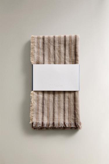 PACK OF STRIPED LINEN AND COTTON NAPKINS (PACK OF 2) - Grey by Zara - Image 4