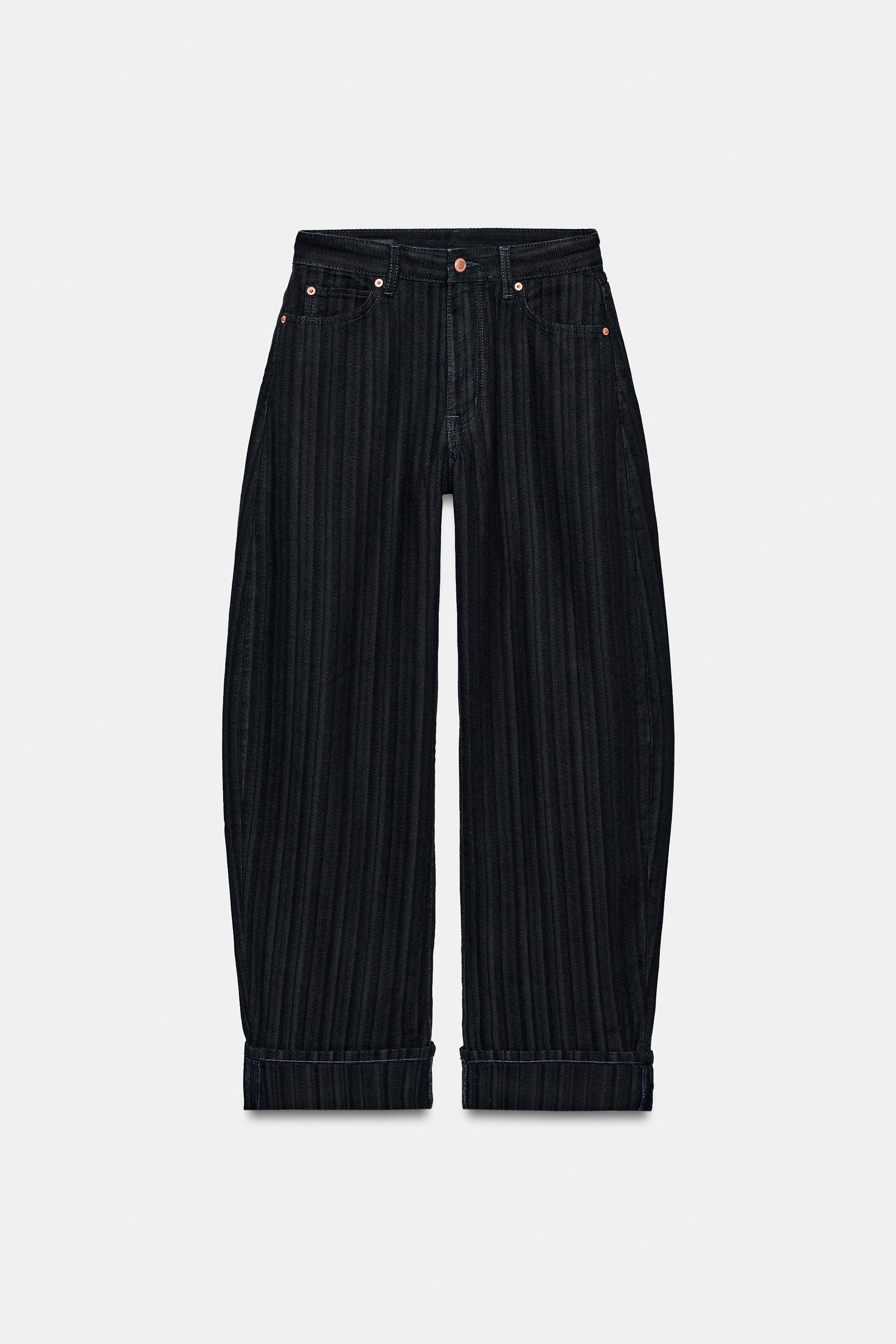 Женские джинсы Zara ZW COLLECTION MID-RISE JACQUARD BALLOON JEANS — фото 6