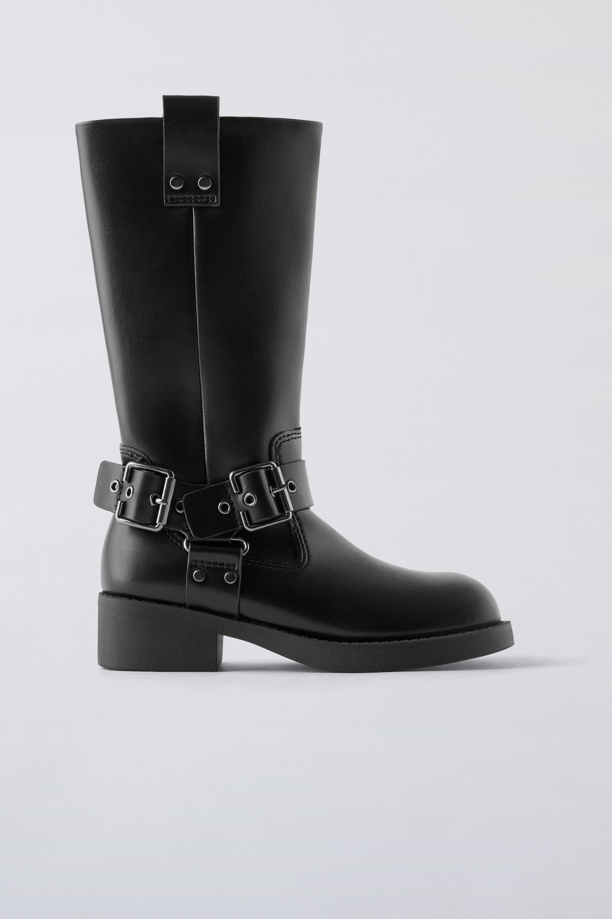 BUCKLE DETAIL KNEE HIGH BOOTS Black ZARA UAE Dubai Sharjah Ajman UAQ Fujairah