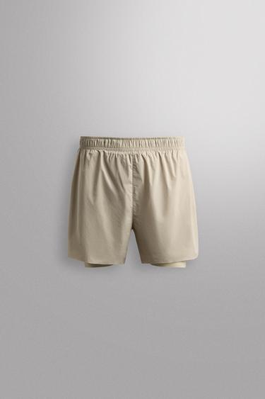 2-IN-1 RUNNING SHORTS - Grey / Beige by Zara