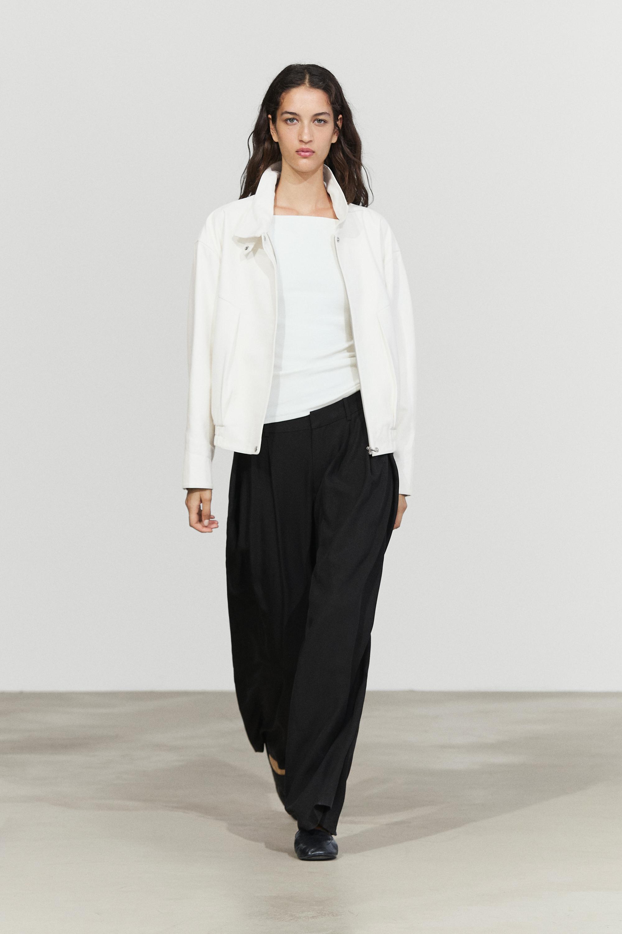 Nappa leather bomber jacket — White