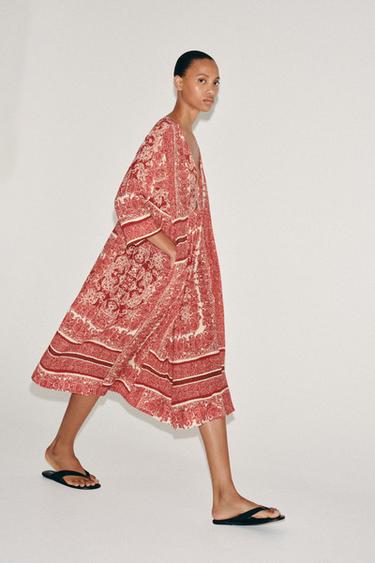 ZW COLLECTION PRINTED MIDI DRESS — Red 2