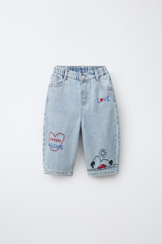 BAGGY-JEANS MIT HERZSTICKEREI - Hellblau von Zara - Bild 0