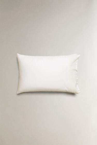 BORDERED SATEEN PILLOWCASE - Oyster-white by Zara - Image 3