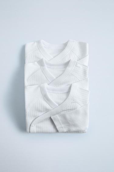 PACK TRES BODIES KIMONO BÁSICOS MANGA LARGA - Blanco de Zara