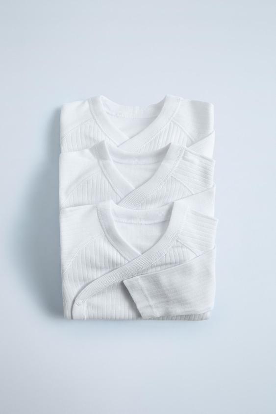 3PACK OF LONG SLEEVE KIMONO BODYSUITS White ZARA Turkey