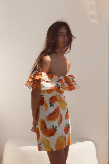 ROBE COURTE À VOLANTS IMPRIMÉ FRUITS - Oranges de Zara - Image 1