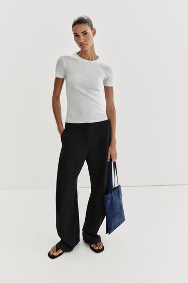 TOP PUNTO RIB HILO METALIZADO - Plata de Zara