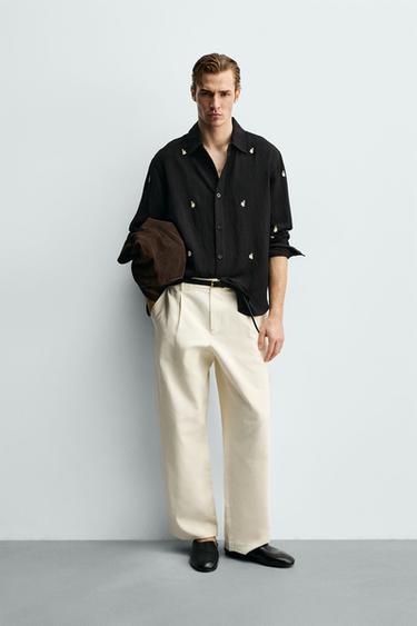 EMBROIDERED FLOWING SHIRT - Black by Zara - Image 0