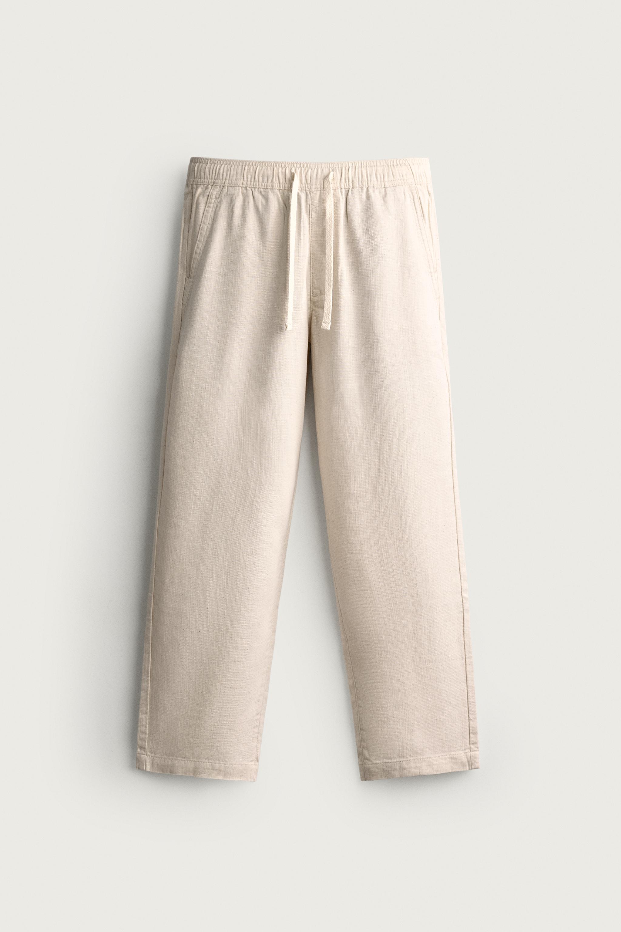 STRUCTURED RELAXED FIT PANTS — Light beige