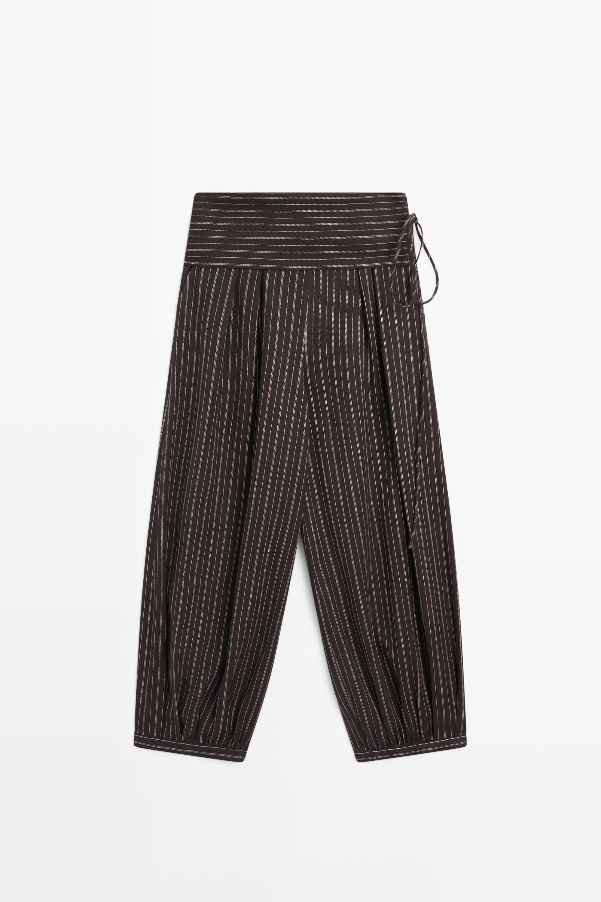 Striped sarouel trousers with cummerbund detail