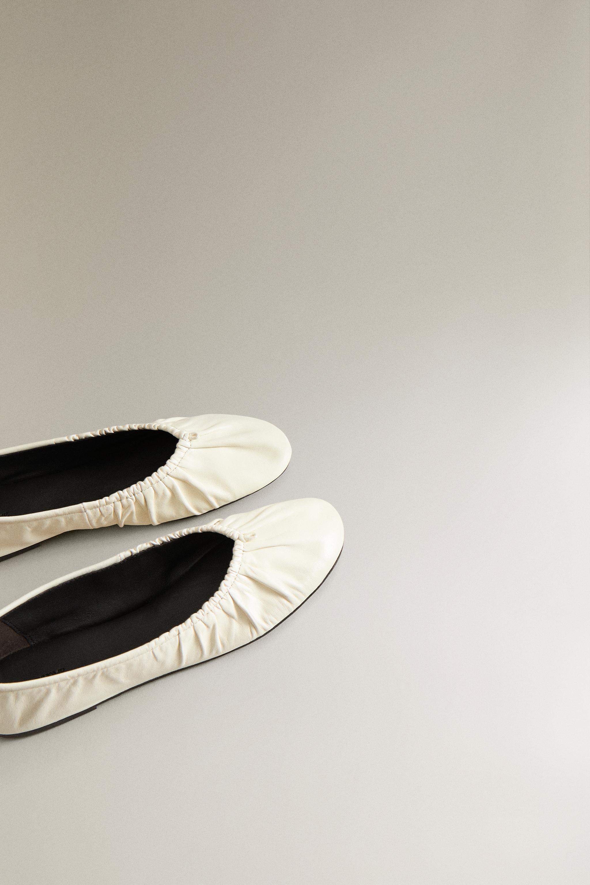 BALLERINES EN CUIR FRONCÉES