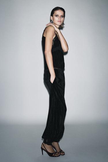 VELVET LACE TOP ZW COLLECTION - Black by Zara