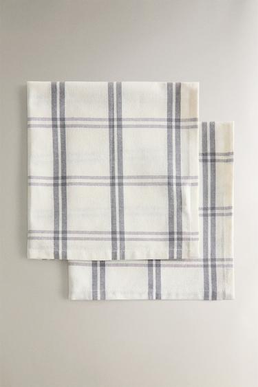 CONJUNTO DE GUARDANAPOS DE ALGODÃO XADREZ (CONJUNTO DE 2) - Azul / Cinza da Zara