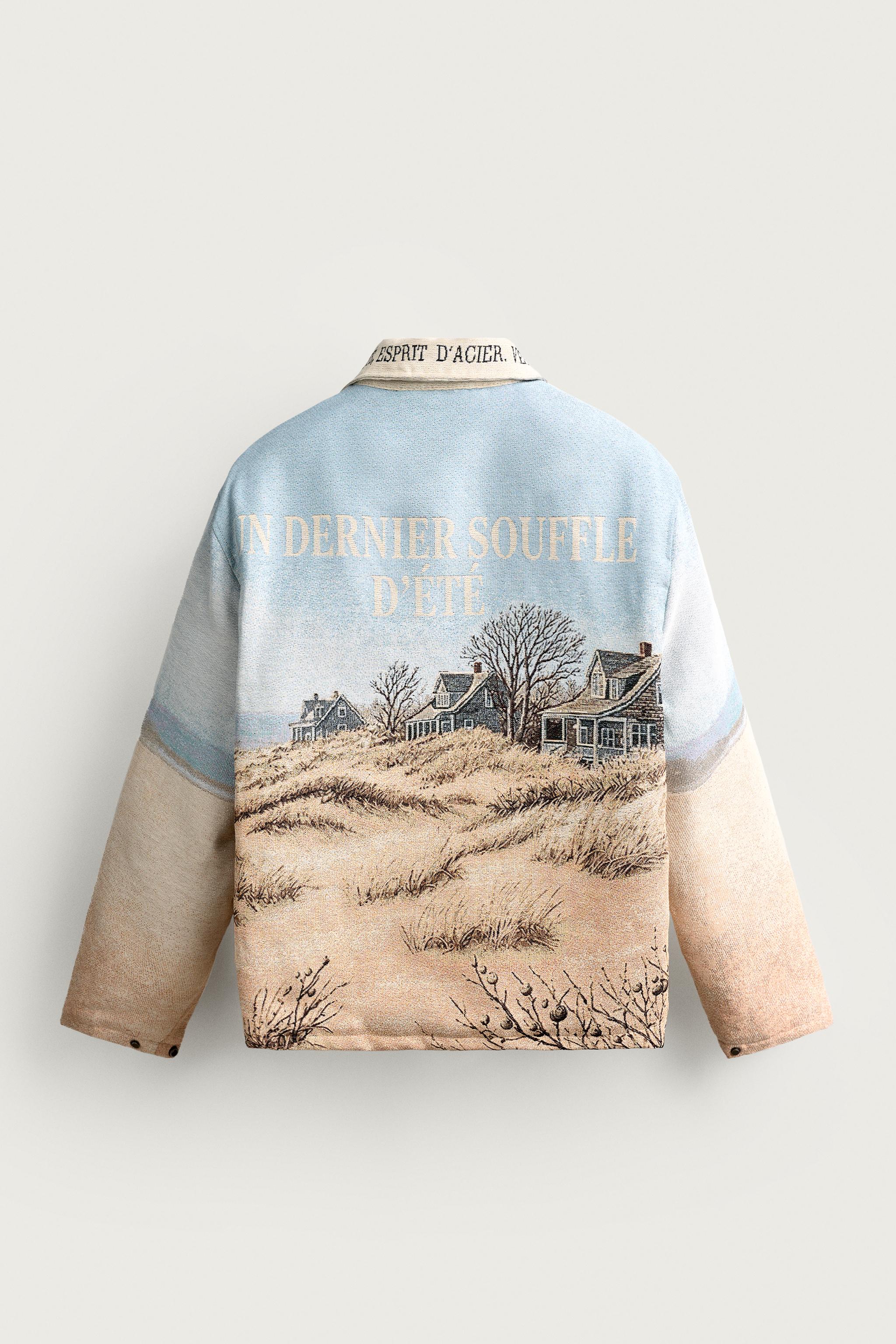 LANDSCAPE JACQUARD PADDED JACKET — Beige