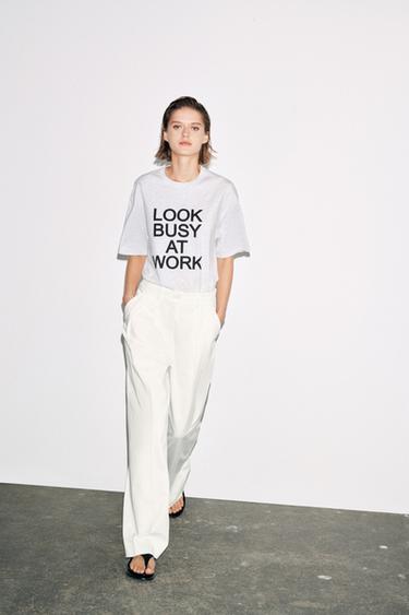 OVERSIZED TEXT T-SHIRT - Grey marl by Zara - Image 4