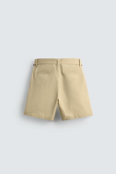 COTTON-LINEN BERMUDA SHORTS WITH BELT - Butter by Zara - Image 6