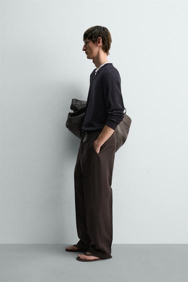 PULL LÉGER COTON ET LIN - Bleu marine de Zara - Image 3