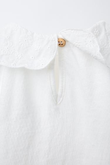 EMBROIDERED COLLAR BODYSUIT - Light ecru by Zara - Image 3